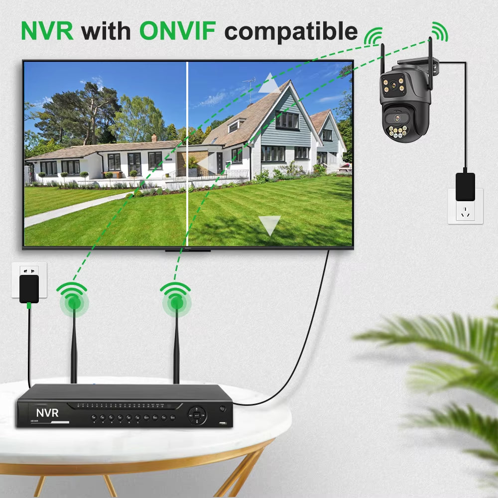 4K Ultra HD Dual Lens Outdoor PTZ Wifi Security Camera with Auto Tracking - 8MP IP CCTV Surveillance System